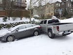 With roads turning into sheets of ice by mid-morning, many were impossible to navigate in Tigard, Dec. 15, 2016.