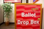 A ballot drop box sits ready for voters who drop off their ballots in the Deschutes county office in Bend, Ore., on Oct. 14, 2024.