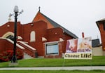 The Blessed Sacrament Catholic Church, a few blocks away from the location of a proposed Planned Parenthood clinic in Ontario, Ore.