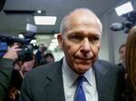 Boeing CEO Dave Calhoun speaks to reporters between private meetings with lawmakers on Capitol Hill last week.