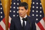 Federal Reserve Chairman Kevin Warsh speaks during his swearing-in in the East Room of the White House, Friday, May 22, 2026, in Washington.
