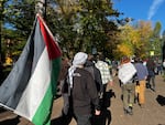 A student-led demonstration against the war in Gaza marches across the Portland State University campus on October 24, 2024.