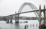 The Yaquina Bay Bridge in Newport, Oregon, was constructed in 1936. 