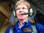 NOAA chief Jane Lubchenco aboard the agency's Hurricane Hunter aircraft during Tropical Storm Issac, 2012. The storm was later upgraded to hurricane status.