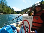 "Hike the Pipe" supporters on Rogue River show opposition to the Jordan Cove liquefied natural gas project.