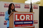 U.S. Rep. Lori Chavez-DeRemer, R-Oregon, speaks at a rally on Oct. 24, 2024 in Oregon City.