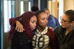 Venus Hayes speaks to media outside the Portland mayor's office Thursday, Feb. 8, 2018. Hayes delivered notice of intent to sue the city and the Portland Police Bureau over the 2017 fatal police shooting of her 17-year-old son, Quanice Hayes.