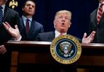 In this Oct. 19, 2018 file photo, President Donald Trump speaks during a ceremony to sign a "Presidential Memorandum Promoting the Reliable Supply and Delivery of Water in the West," Friday, Oct. 19, 2018, in Scottsdale, Ariz.. Standing behind the president is Rep. Devin Nunes, R-Calif. In his final weeks in office, Trump is set to present one of the nation's highest civilian honors to Nunes and fellow Republican Rep. Jim Jordan.