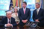 President Trump speaks in the Oval Office on Sept. 15 before signing a memorandum to send National Guard troops to Memphis, Tenn., as U.S. Sen. Marsha Blackburn, R-Tenn., (from left), U.S. Sen. Bill Hagerty, R-Tenn., and Republican Tennessee Gov. Bill Lee look on.