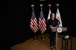 Vice President Harris speaks after Iran launched around 200 missiles on Israel at the Josephine Butler Parks Center in Washington, D.C. on Oct. 1. In her remarks, Harris pledged "unwavering" commitment to Israel's security.