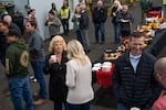 Supporters gather at an event to announce Sen. Christine Drazan's bid for Oregon governor at the Gunderson Marine & Iron manufacturing facility in Portland, Ore. on Monday, Oct. 27, 2025.
