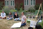 Jenna Mobley leads a lesson on worms at FoodCorps training in Portland.