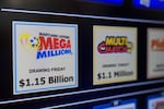 The option to play the $1.15 billion Mega Millions jackpot is seen on a self-serve terminal inside a gas station in Baltimore, Thursday, Dec. 26, 2024.