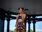 Kinsey Smyth, an activist and dancer, was the first speaker of the evening at the violin vigil for Elijah McClain at Peninsula Park in Portland, Ore., Friday, July 3, 2020. 