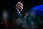 President Joe Biden speaks at the North America's Building Trades Unions (NABTU) Legislative Conference at the Washington Hilton in Washington, Wednesday, April 6, 2022.