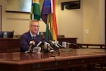 Portland Mayor Ted Wheeler speaks at a monthly press conference Oct. 12, 2018.