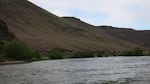 Photo of an oil train headed south through the Deschutes River Gorge Sunday, May 4.