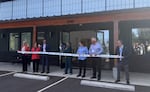 Oregon State University President Jayathi Murthy cuts the ribbon for the opening of PacWave, a wave energy generation testing facility on Aug. 27, 2026.