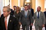 Pete Hegseth walks through the halls of the U.S. Capitol in between meetings with Senate Republicans as he works to shore up support for his nomination to serve as President-elect Trump's secretary of defense.