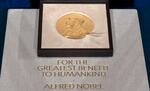 FILE - A Tuesday, Dec. 8, 2020 file photo of a Nobel Prize medal. The Nobel Prize in Medicine is due to be awarded on Monday Oct. 4, 2021.