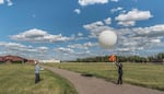 A National Weather Service weather balloon launches in Bismarck, N.D., in June 2017.
