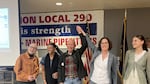 Val Hoyle, second from right, declared victory in the race for Oregon's 4th Congressional District on Tuesday night. On Hoyle's right is Rep. Peter DeFazio, the Springfield Democrat who is retiring after 36 years in office.