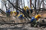 Crews from the Oregon National Guard work to clean up hotspots in the fight against the Canyon Creek Complex fire on Aug. 27, 2015.