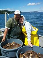Jay Mills and daughter Jillian Dungeness crab fishing Salish Sea.