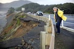 Onno Husing, the planning director for Lincoln County, can stand on Highway 101 and watch bits of tarmac crumble into the ocean, 80 feet below, “It’d be pretty hard to stand here and look at what we’re looking at, and not be concerned,” he said.