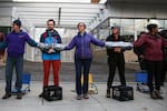 Protesters gathered outside the U.S. Immigration and Customs Enforcement building in Portland, Oregon, Wednesday, Oct. 11, 2017.