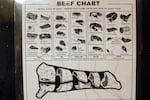 People who bring their cattle to be butchered at BillyBob's in Elgin, Oregon, can look at this chart, shown here on Thursday, Jan. 19, 2023, to decide which cuts of meat they'd like.
