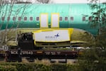 A Boeing 737 fuselage built by Spirit AeroSystems sits outside a Boeing manufacturing facility in Renton, Wash., on Feb. 5, 2024.