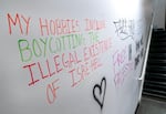 A tour inside the occupied Branford Price Millar Library at Portland State University, April 30, 2024. Demonstrators protesting the war in Gaza have occupied the library since Monday evening.