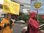 Environmentalists organized a protest to coincide with a PGE shareholders meeting in downtown Portland.