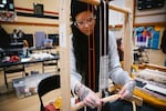Tayna Joseph-Greene, 36, prepares for a weaving class with Susan Pavel of the Coast Salish Wool Weaving Center, on Saturday, March 7, 2026, at the Don Hatch Youth Center in Tulalip.
