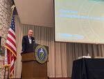 David Turk, federal Deputy Secretary of Energy, speaks to about 100 people during an informational meeting Sept. 22, 2023, about potential clean energy development at Hanford.