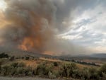 FILE- The Durkee fire in Eastern Oregon, shown here in this file image from July 22, 2024, scorched nearly 300,000 acres. Started by lightning, the fire was one of six "megafires" this year that sprawled over more than 100,000 acres.