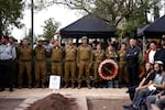 Comrades, relatives and friends of Sgt. Maj. (Res.) Ayal Uriel Bianco, who was reportedly killed in combat in southern Lebanon, attend his funeral in Katzrin in the Israeli-annexed Golan Heights on Tuesday.