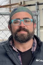 Vince Masiello outside of the Right 2 Dream Too camp in Portland, Ore., where he has lived for the past two years, on April 4, 2024. Right 2 Dream Too, a self-managed camp for unhoused people, has been in operation since 2011, moving to its current North Portland location in 2017.