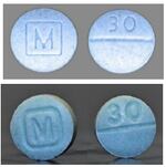 Blue pills, commonly known as M30s, that can be laced with fentanyl.