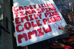 Names of victims were painted on poster paper during the sign making portion of the MMIR Day Of Awareness and Action.