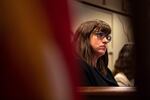 Portland City Commissioner Chloe Eudaly listens to testimony on April 4, 2019.