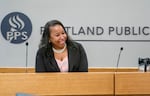 Kimberlee Armstrong, the new Portland Public Schools superintendent, smiles as the school board welcomes her to the district during a special meeting Wednesday morning, June 5, 2024.