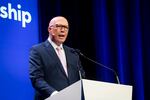 Liberal opposition leader Peter Dutton speaks during a Leadership Matters breakfast on April 11, 2025 in Perth, Australia. The Australian federal election is scheduled to be held on May 3.