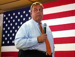 Former New Jersey Gov. Chris Christie addresses a gathering during a campaign event in Concord, N.H. on July 24, 2023.