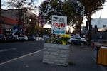 A sign in downtown Bend, Ore., on Oct. 16, 2026.