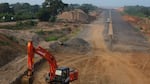 The extension of the Southern Expressway from Matara to Hambantota shown near Hambantota, Sri Lanka, in 2018 — a major infrastructure project funded by China as part of Beijing's ambitious Belt and Road Initiative.