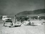 Cars and bathers on an Oregon Beach 