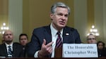 FBI Director Christopher Wray testifies before the House Select Strategic Competition Between the United States and the Chinese Communist Party Committee on Wednesday.