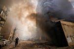 Smoke rises from the site of an Israeli airstrike in Dahiyeh, Beirut, Lebanon, Wednesday.